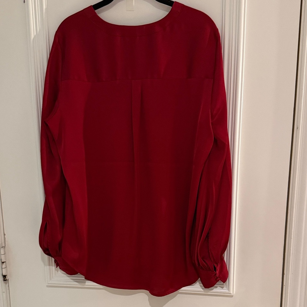 Express Deep Red V-Neck Blouse - image 5
